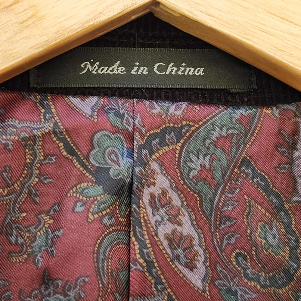 RALPH LAUREN Men's Sport Coat Size 42R Black Corduroy Preppy Paisley Blazer
